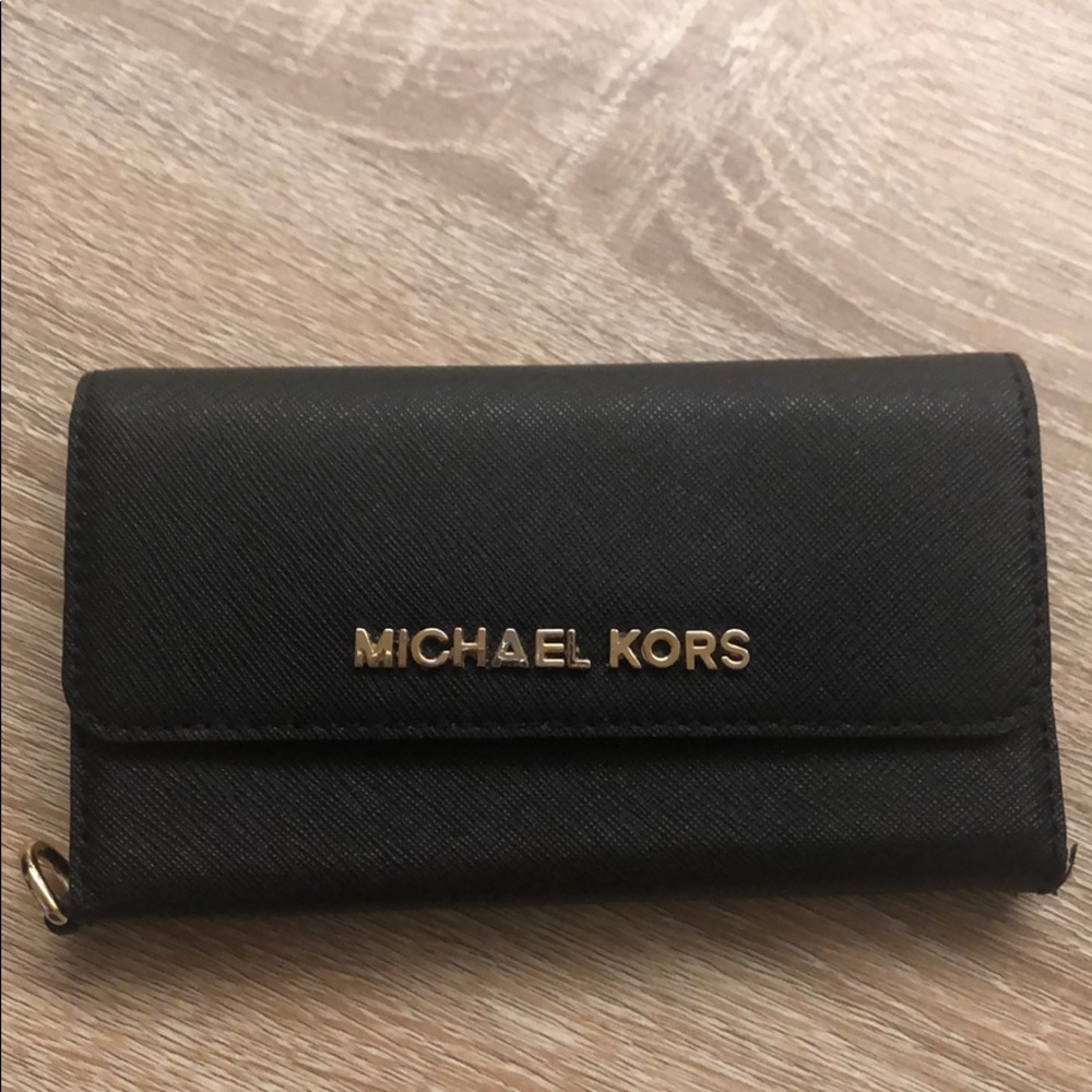 Michael Kors black wallet with phone slot